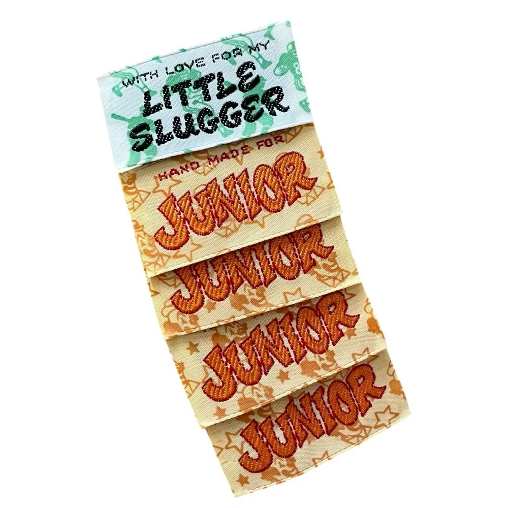 Vintage Sew-In Woven Clothing Labels NOS Handmade for Junior Little Slugger 5